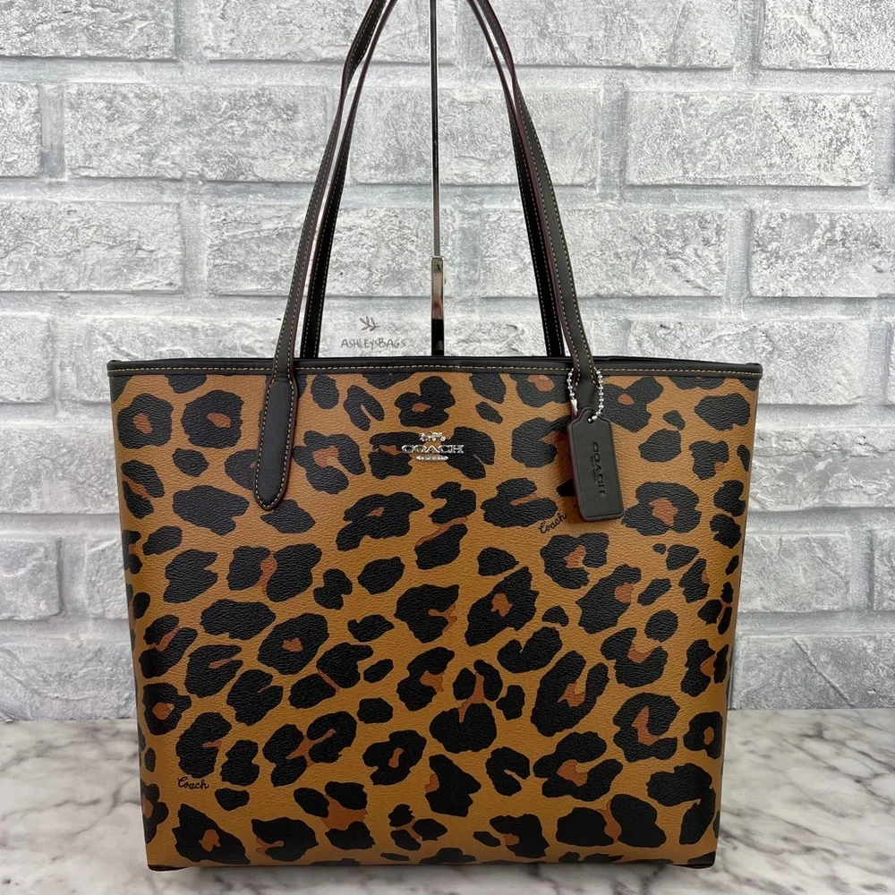 Coach | Bags | Coach Leopard Print Signature Large City Tote